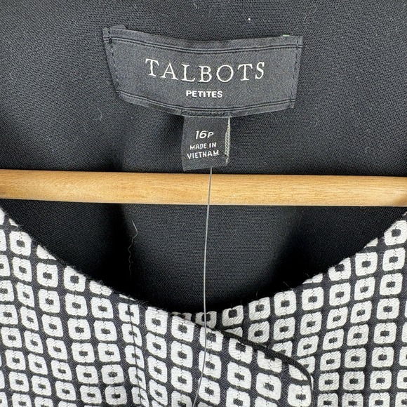 Talbots Blazer 16P‎  Collarless Career Black & White  Professional Classic NEW - Picture 3 of 9
